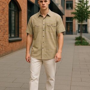 NWT Prana Men's Cayman Plaid Casual Short Sleeve Button Down Shirt Spring Summer